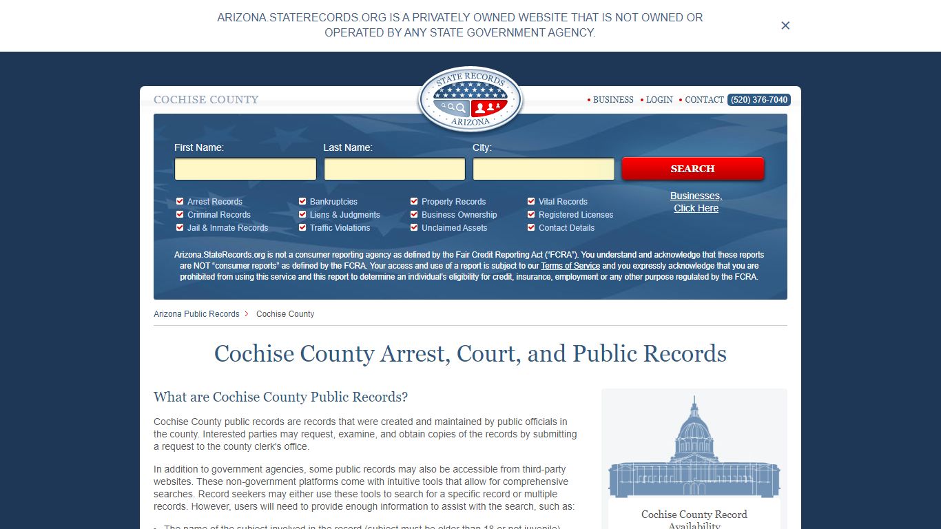 Cochise County Arrest, Court, and Public Records